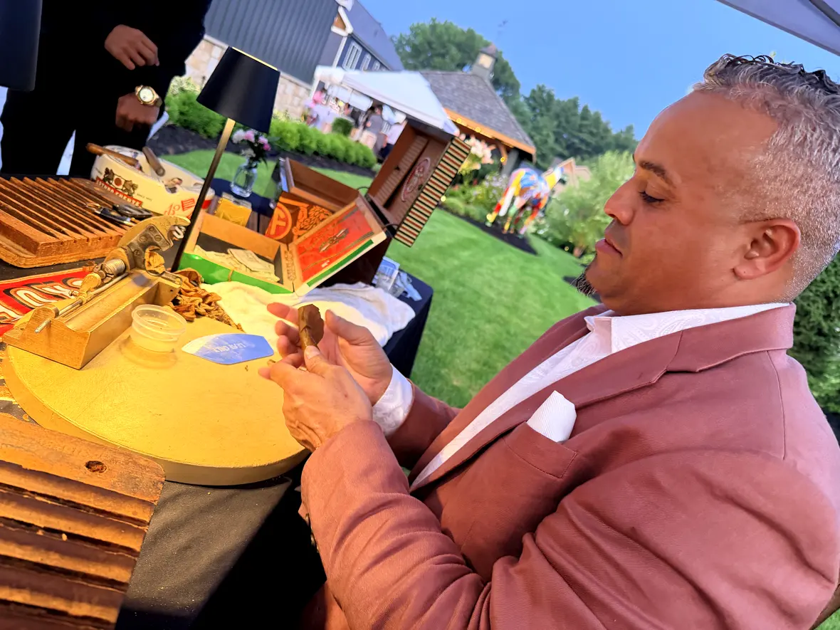 A garden party under a white tent